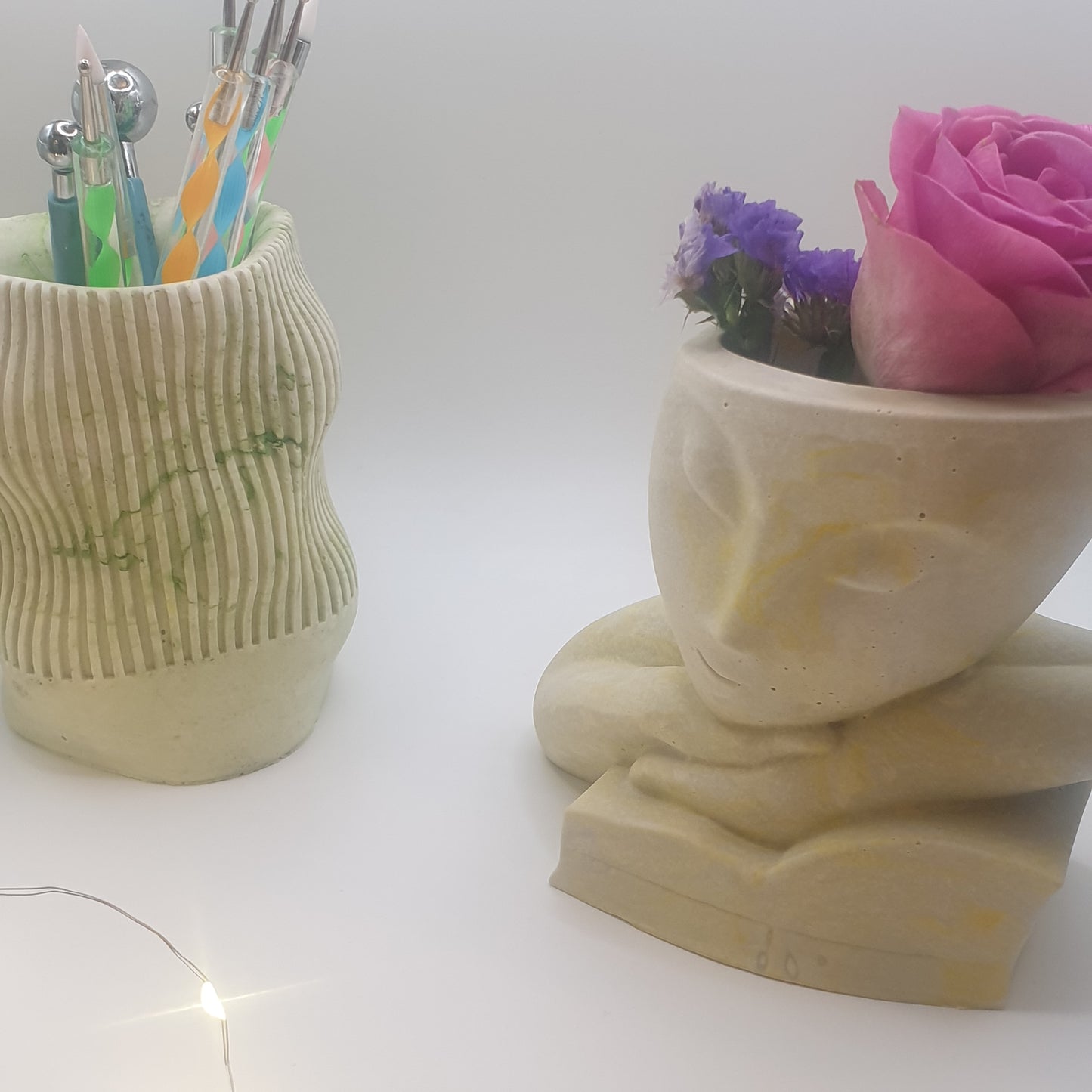 The Muse: Handcrafted Jesmonite Vase with Leaning Figure