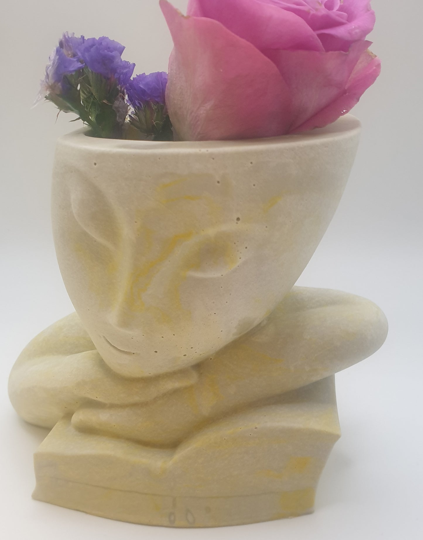 The Muse: Handcrafted Jesmonite Vase with Leaning Figure