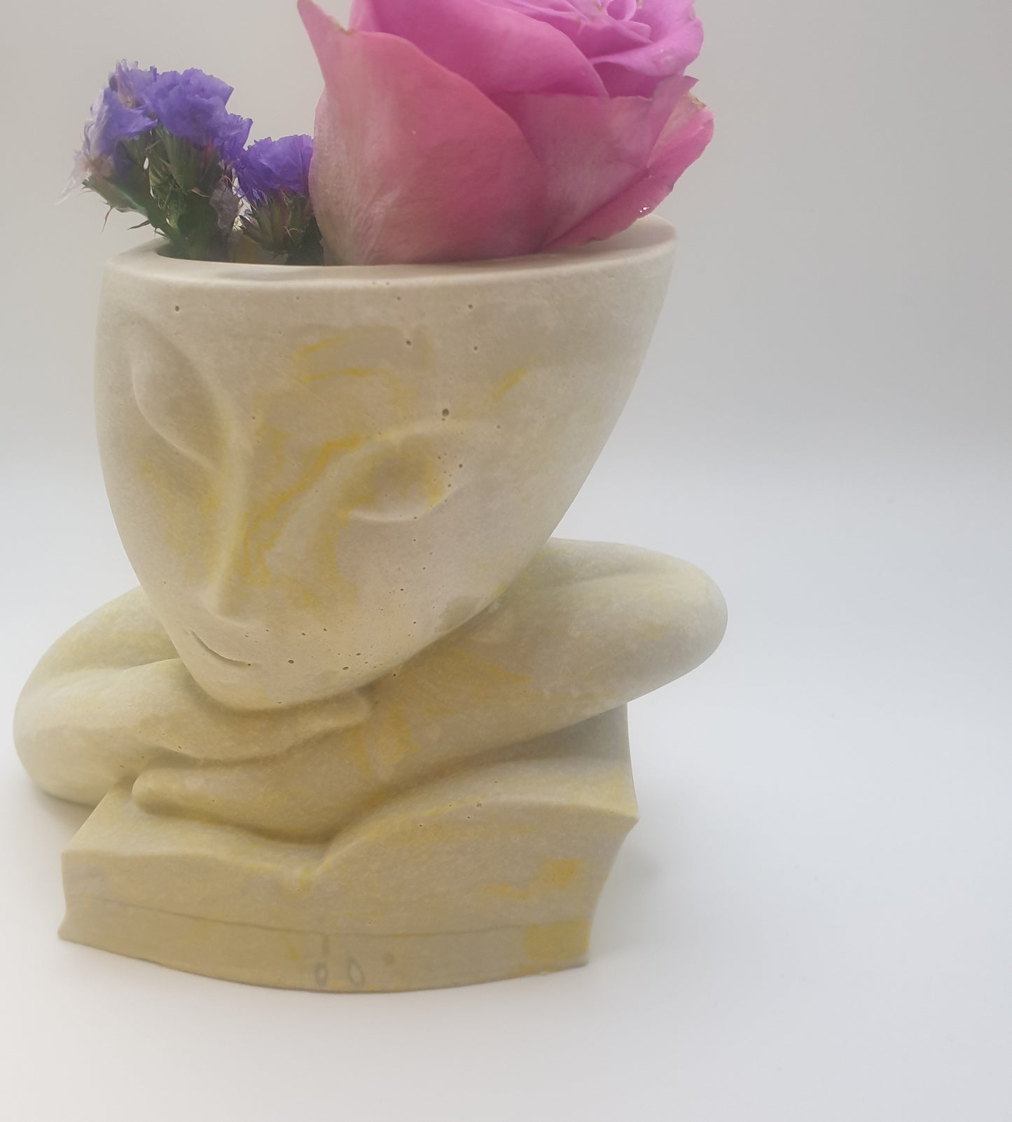 The Muse: Handcrafted Jesmonite Vase with Leaning Figure