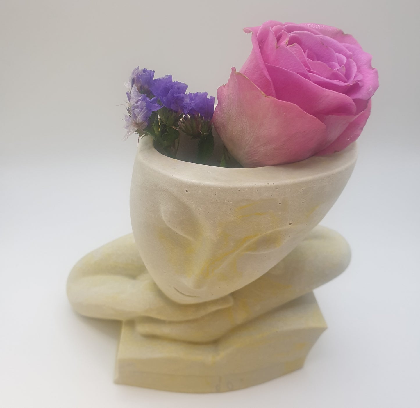 The Muse: Handcrafted Jesmonite Vase with Leaning Figure