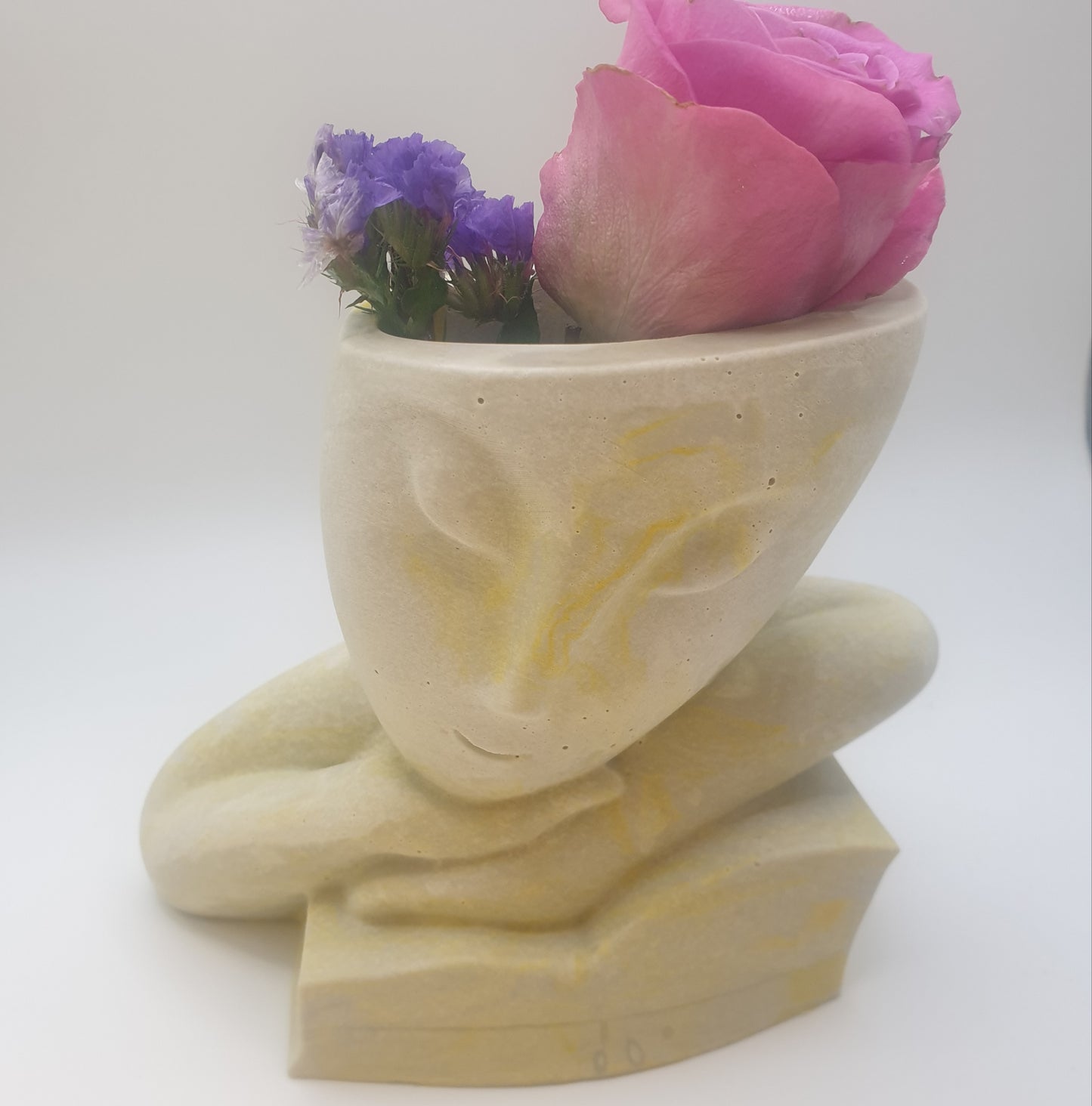 The Muse: Handcrafted Jesmonite Vase with Leaning Figure