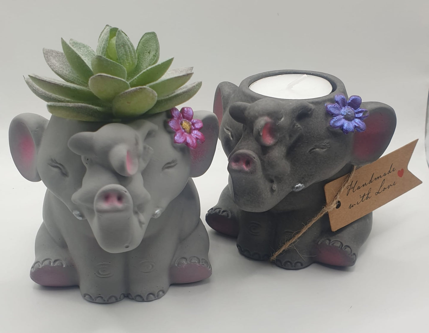 Elephant Love Collection: Succulent Planter & Tealight Candle Holder