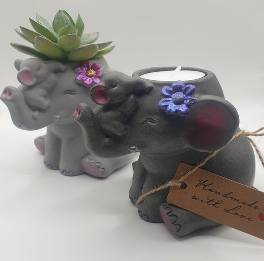 Elephant Love Collection: Succulent Planter & Tealight Candle Holder