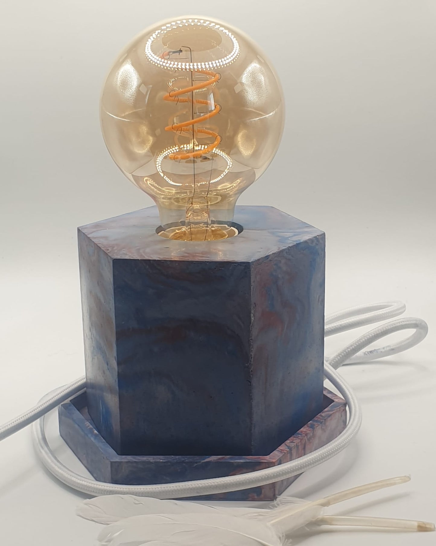 Handmade Jesmonite Lamp with Edison Bulb
