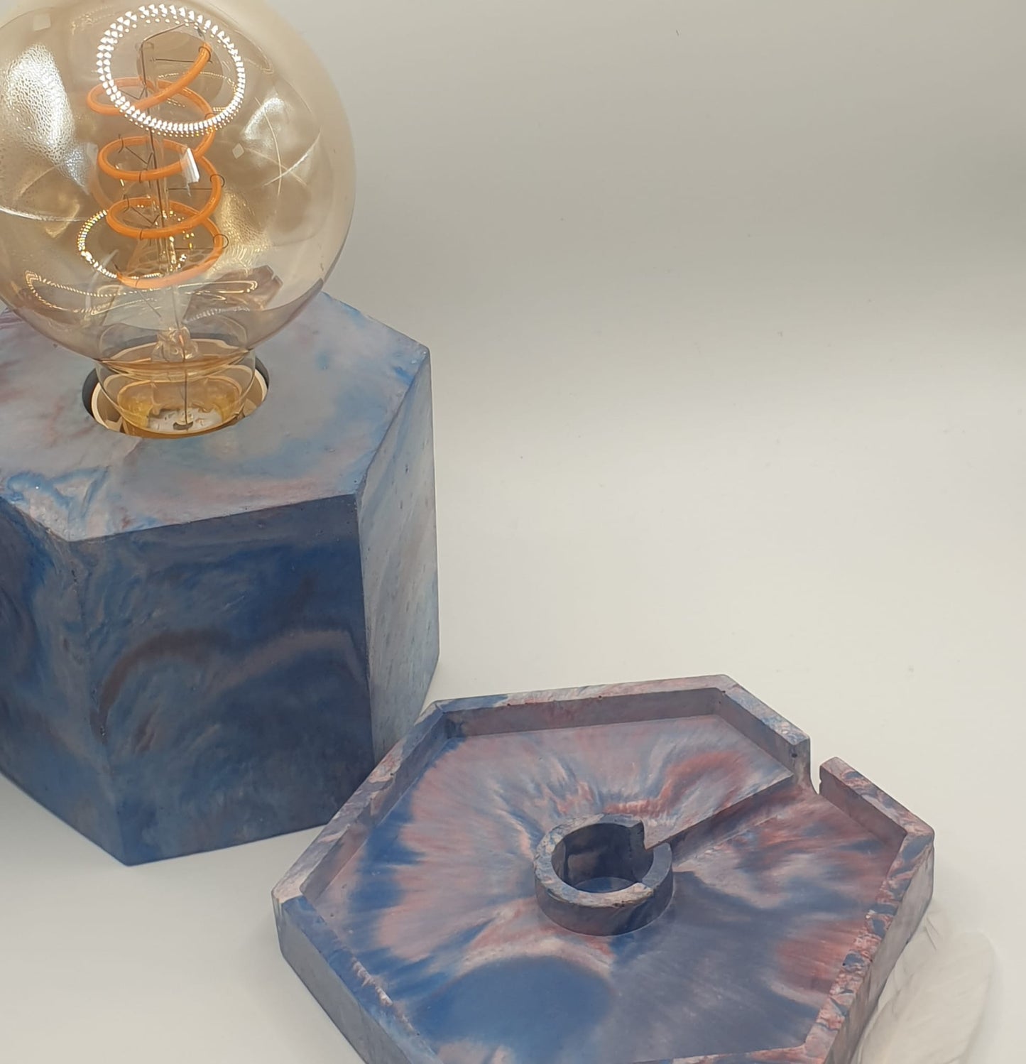 Handmade Jesmonite Lamp with Edison Bulb