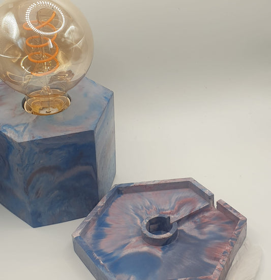 Handmade Jesmonite Lamp with Edison Bulb